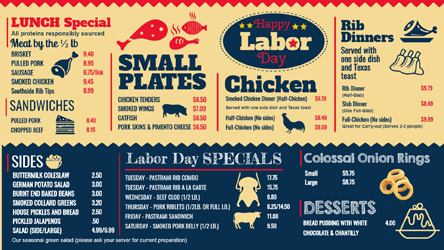 Labor day menu.