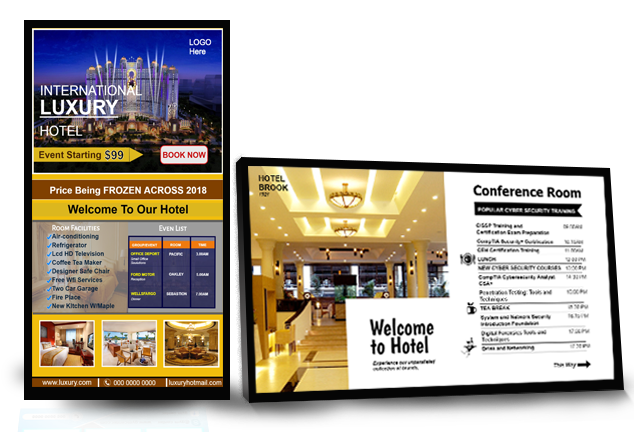 Digital signage for hospitality service