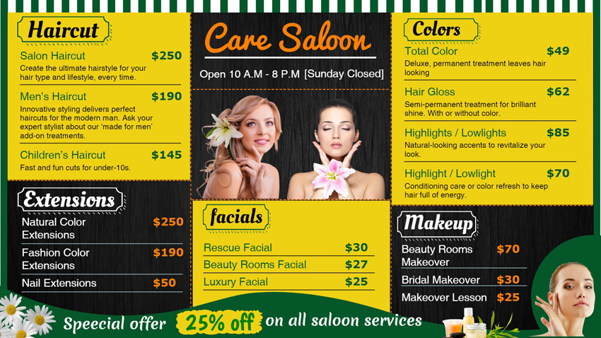 Create best signage template for salon