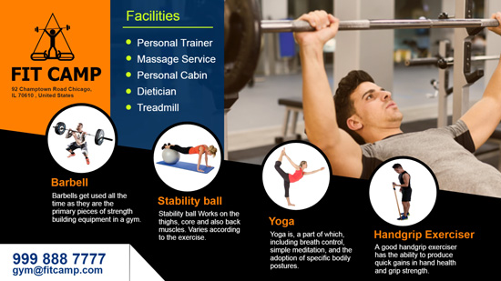 Digital signage display board for gym for a fitness camp